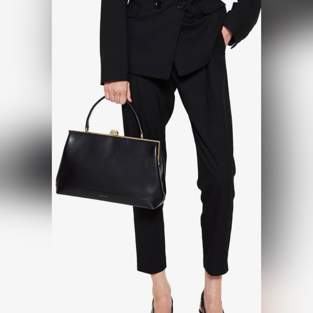 Anine Bing Elly Gold Frame Satchel Bag, Black Leather - Picture 16 of 16